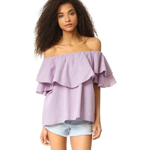 NWT MLM Label Off Shoulder Gingham Top - Small - Picture 1 of 11